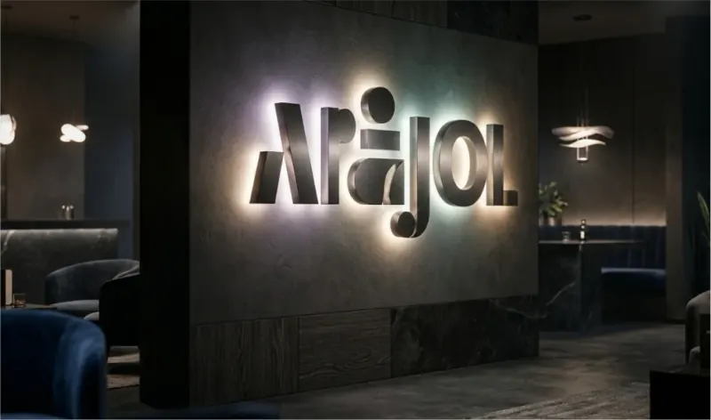 Softly halo-lit dimensional letters on a wall, showing the trend toward controlled, atmospheric lighting